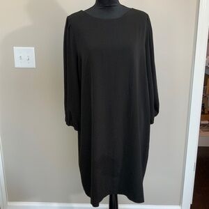 Chico's Black Shift Dress Women's Size US 12 Balloon 3/4 Sleeve LBD (C106)